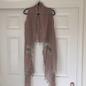 NWOT Boho linen and lace vest duster OS
